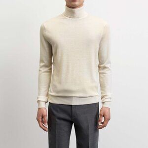 TIGER OF SWEDEN Merino Wool Turtleneck Sweater Nevile Pullover in Ivory Medium